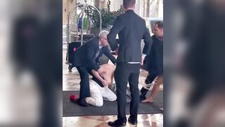 Rich Women Fight outside the Hotel...Yes, Blonde loses her Top, doesn't Really Care