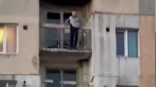 Screaming Sick Old Man Jumps to his Death