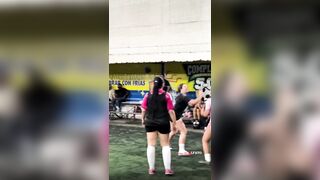 A dispute between women participating in a football match escalated into a violent brawl