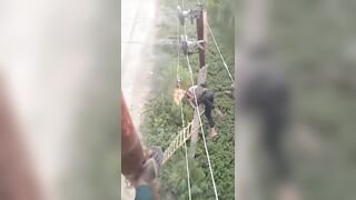 Man in India Head in Flames Still Alive from Power Lines