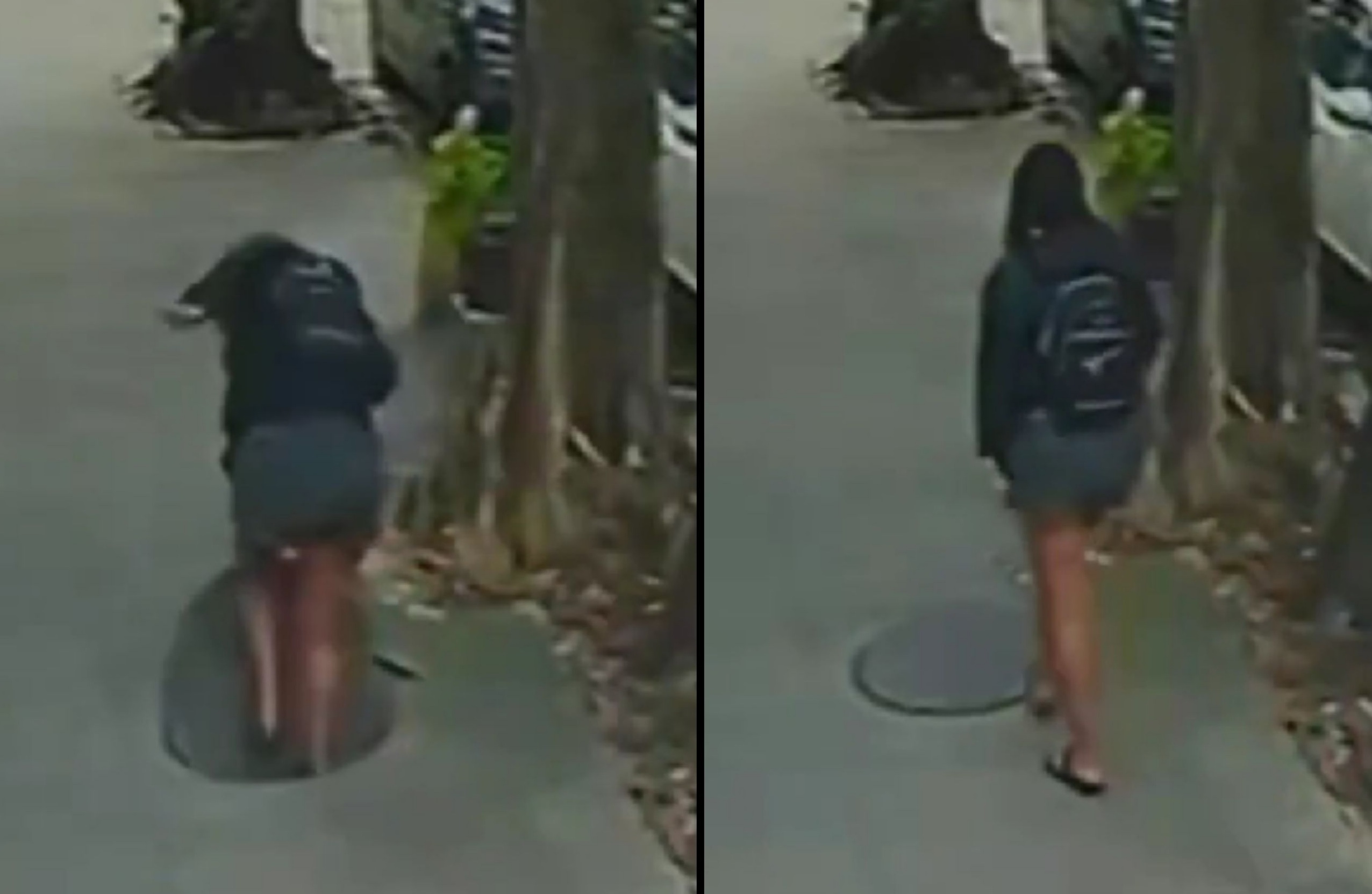 Woman falls into a manhole in Rio de Janeiro gets trapped after cover closes on her