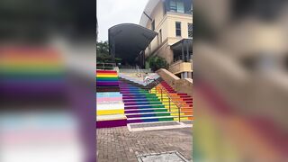 By Any Means Necessary! Dude Refuses to Walk on Gay Ass Steps... Lol!