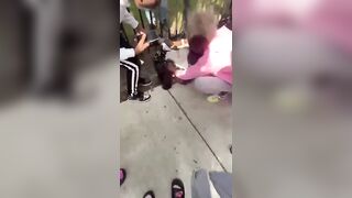 Smaller Girl gets Put to Sleep by 2 Girls Much Bigger than She is (Watch other Kids pull out Cell Phones