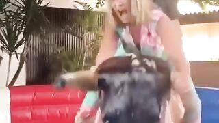 Teacher gets on Mechanical Bull with Special Needs Student..Best Day of his Life I Hope