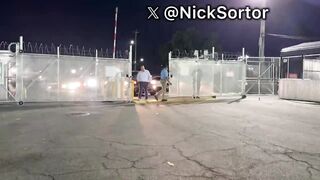 LMAO!! Leftist rioter decides to jump in front of a vehicle leaving ICE in Newark NJ