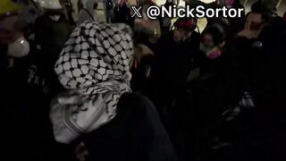 LMAO!! Leftist rioter decides to jump in front of a vehicle leaving ICE in Newark NJ