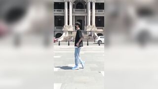 A man shows us how to do the moonwalk