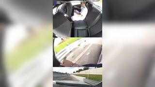 This dude breaks free from his cuff and jumps in the driver seat while the officer fi