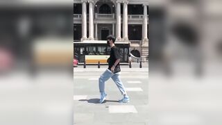 A man shows us how to do the moonwalk