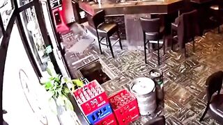 Bar Owner Stocking up leaves Basement Door Unlocked...