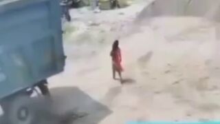 Woman Walking through Work Site WAS Still Alive but...Just Watch