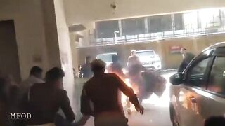 India, Man Protesting Auto Shop Sets Himself on Fire to Protest