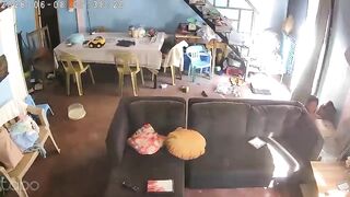 CCTV footage of a grandmother trying to protect her grandchild during the earthquake.