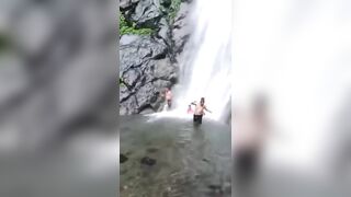 Waterfall is just Beautiful but What Comes over the Falls on these People?