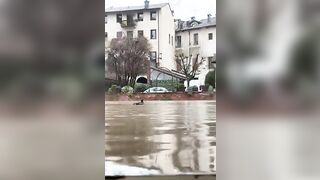 Heavy rains causing floods in Veneto, Italy.