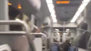 Black man wielding a knife and threatening passengers on the Charlotte NC Light Rail.