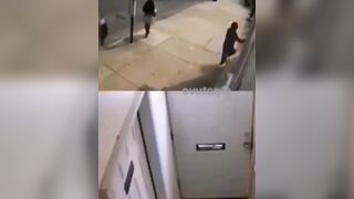 Thug Sticks his Hand in Wrong Door to Try Robbery..Can't Break In Now