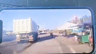 Thailand: POV Motorcyclist Dragged to Death by Cement Truck (See info)