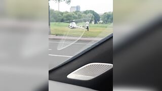 Horror moment helicopter pilot & passenger violently shaken like rag dolls inside cockpit after crashing into field