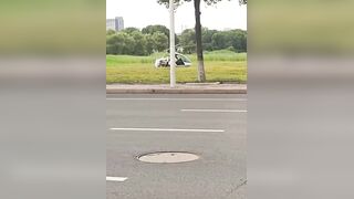 Horror moment helicopter pilot & passenger violently shaken like rag dolls inside cockpit after crashing into field