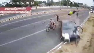 Humsband and Wife Bicycling in Thailand are Killed Instantly