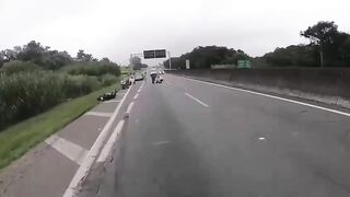 Speeding Heated Road Rage..Man Runs Over Biker and Bikers Confront Him