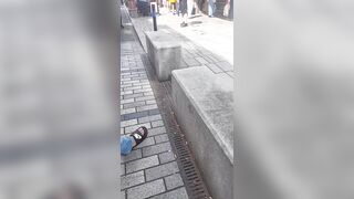Aggressive migrant is taught a valuable lesson by an Irishman.