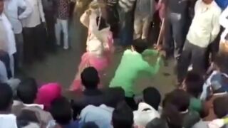Young Girl Pinata in India Recorded from a Bird's Eye View