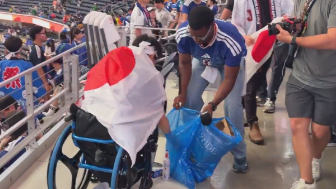 Japan fans are cleaning up after themselves at AT&T Stadium
