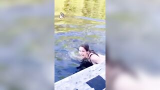 Cute Girl in Black Bikini gets the Worst Wedgie by Nature...Ever.