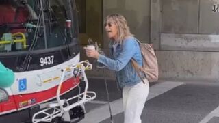 Karen blocks TTC from driving off after they disallowed her entry because of her dog