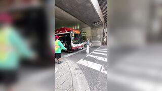 Karen blocks TTC from driving off after they disallowed her entry because of her dog