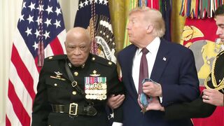 President Trump personally supports retired US Marine James Capers Jr., 88, and awards him the MEDAL OF HONOR