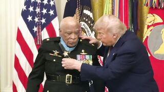 President Trump personally supports retired US Marine James Capers Jr., 88, and awards him the MEDAL OF HONOR