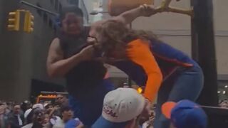 Fight between partying New York Knicks fans takes bizarre X-rated twist