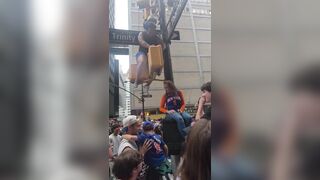 Fight between partying New York Knicks fans takes bizarre X-rated twist