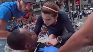 finding out the Knicks fan at the parade that tried to kiss the girl that woke him up