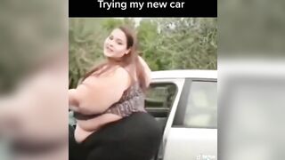 PATHETIC: Obese Fatty Can't Get into her Car, But Needs Food.