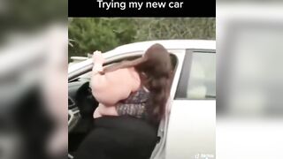 PATHETIC: Obese Fatty Can't Get into her Car, But Needs Food.