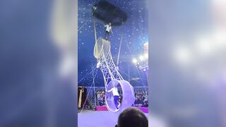 White hair Circus Guy Falls HARD in Front of Live Audience