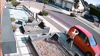 Man Rips his Ass Off Crashing in to Spiked Fence