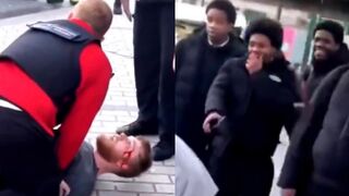 In LONDON, an African attacks a WHITE man & the Police grab & arrest the WHITE guy. .