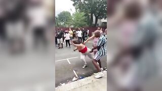 Black Man Knocks out Big Booty White Girl with a Bitch Slap