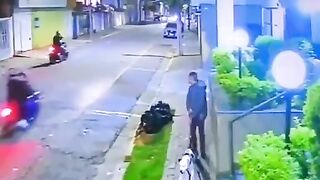 Man's Best Friend Saves Him from being Robbed...Guy gives a Little Wave to the Criminals Heh