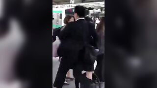 Japanese Perv who Touched Young Schoolgirls gets Instant Karma and the Girls hopefully Catch Him