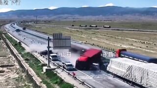 Out of Control Truck is about to Mow Down the Entire Lane of Cars...Killed 8 (China)