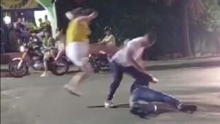 Woman of the Year delivers Epic Flying Kick to Save her Man...Keep this One
