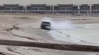 Guy wants to Test his Self-Ejection Feature of his New Jeep on the Beach