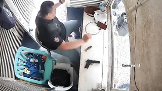 Officers Goes out on Accidental Self-Inflicted Vacation. (Watch at :30 into the Video)