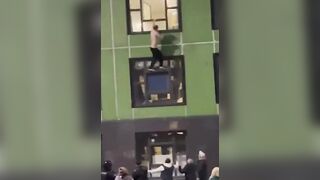 Crazy Man or High throws Everything out his Apartment Window, then throws Himself out too
